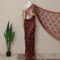 Burnt Orange Black French Chantilly Lace Saree 5.5 Meters Length 110 Cms Width Premium Floral Lace Fabric Soft Sheer Elegant Draping Party Wear Saree Fabric France Origin-D28697 Regal Fabrics