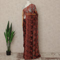Burnt Orange Black French Chantilly Lace Saree 5.5 Meters Length 110 Cms Width Premium Floral Lace Fabric Soft Sheer Elegant Draping Party Wear Saree Fabric France Origin-D28697 Regal Fabrics