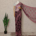 Rose Pink Black Ombre French Chantilly Lace Saree 5.5 Meters Length 110 Cms Width Premium Floral Lace Fabric Soft Sheer Elegant Draping Party Wear Saree Fabric France Origin-D28693 Regal Fabrics