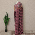 Rose Pink Black Ombre French Chantilly Lace Saree 5.5 Meters Length 110 Cms Width Premium Floral Lace Fabric Soft Sheer Elegant Draping Party Wear Saree Fabric France Origin-D28693 Regal Fabrics
