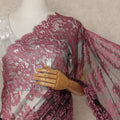 Rose Pink Black Ombre French Chantilly Lace Saree 5.5 Meters Length 110 Cms Width Premium Floral Lace Fabric Soft Sheer Elegant Draping Party Wear Saree Fabric France Origin-D28693 Regal Fabrics