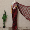 Red Black French Chantilly Lace Saree 5.5 Meters Length 110 Cms Width Premium Floral Lace Fabric Soft Sheer Elegant Draping Party Wear Saree Fabric France Origin-D28689 Regal Fabrics