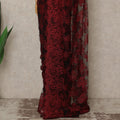 Red Black French Chantilly Lace Saree 5.5 Meters Length 110 Cms Width Premium Floral Lace Fabric Soft Sheer Elegant Draping Party Wear Saree Fabric France Origin-D28689 Regal Fabrics