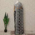 Silver Grey Black Ombre French Chantilly Lace Saree 5.5 Meters Length 110 Cms Width Premium Floral Lace Fabric Soft Sheer Elegant Draping Party Wear Saree Fabric France Origin-D28694 Regal Fabrics