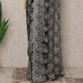 Silver Grey Black Ombre French Chantilly Lace Saree 5.5 Meters Length 110 Cms Width Premium Floral Lace Fabric Soft Sheer Elegant Draping Party Wear Saree Fabric France Origin-D28694 Regal Fabrics