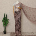 Dusty Rose Brown French Chantilly Lace Saree 5.5 Meters Length 110 Cms Width Premium Floral Lace Fabric Soft Sheer Elegant Draping Saree France-D28699 Regal Fabrics