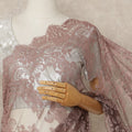 Dusty Rose Brown French Chantilly Lace Saree 5.5 Meters Length 110 Cms Width Premium Floral Lace Fabric Soft Sheer Elegant Draping Saree France-D28699 Regal Fabrics