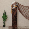 Rust Brown Black French Chantilly Lace Saree 5.5 Meters Length 110 Cms Width Premium Floral Lace Fabric Soft Sheer Elegant Draping Party Wear Saree Fabric France Origin-D28695 Regal Fabrics
