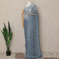 Dusty Blue French Chantilly Saree Lace Elegant Floral Net Design 5.5 Mtrs Length 110 Cms Width Premium Soft Sheer Fabric France Origin-D28931 Regal Fabrics