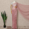 Blush Pink French Chantilly Saree Lace Elegant Floral Net Design 5.5 Mtrs Length 110 Cms Width Premium Soft Sheer Fabric France Origin-D28938 Regal Fabrics