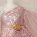 Blush Pink French Chantilly Saree Lace Elegant Floral Net Design 5.5 Mtrs Length 110 Cms Width Premium Soft Sheer Fabric France Origin-D28938 Regal Fabrics
