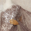 Taupe Brown French Chantilly Saree Lace Elegant Floral Net Design 5.5 Mtrs Length 110 Cms Width Premium Soft Sheer Fabric France Origin-D28939 Regal Fabrics