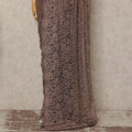 Taupe Brown French Chantilly Saree Lace Elegant Floral Net Design 5.5 Mtrs Length 110 Cms Width Premium Soft Sheer Fabric France Origin-D28939 Regal Fabrics