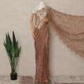 Copper Brown French Chantilly Saree Lace Elegant Floral Net Design 5.5 Mtrs Length 110 Cms Width Premium Soft Sheer Fabric France Origin-D28942 Regal Fabrics