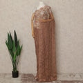 Copper Brown French Chantilly Saree Lace Elegant Floral Net Design 5.5 Mtrs Length 110 Cms Width Premium Soft Sheer Fabric France Origin-D28942 Regal Fabrics