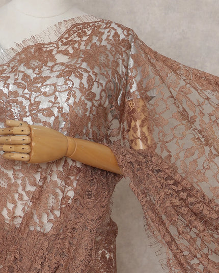 Cinnamon Brown French Chantilly Lace Saree 5.5m