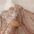 Copper Brown French Chantilly Saree Lace Elegant Floral Net Design 5.5 Mtrs Length 110 Cms Width Premium Soft Sheer Fabric France Origin-D28942 Regal Fabrics