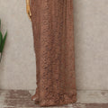 Copper Brown French Chantilly Saree Lace Elegant Floral Net Design 5.5 Mtrs Length 110 Cms Width Premium Soft Sheer Fabric France Origin-D28942 Regal Fabrics