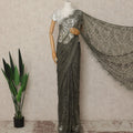 Olive Green French Chantilly Saree Lace Elegant Floral Net Design 5.5 Mtrs Length 110 Cms Width Premium Soft Sheer Fabric France Origin-D28944 Regal Fabrics