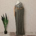 Olive Green French Chantilly Saree Lace Elegant Floral Net Design 5.5 Mtrs Length 110 Cms Width Premium Soft Sheer Fabric France Origin-D28944 Regal Fabrics