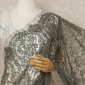Olive Green French Chantilly Saree Lace Elegant Floral Net Design 5.5 Mtrs Length 110 Cms Width Premium Soft Sheer Fabric France Origin-D28944 Regal Fabrics