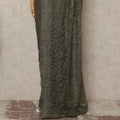 Olive Green French Chantilly Saree Lace Elegant Floral Net Design 5.5 Mtrs Length 110 Cms Width Premium Soft Sheer Fabric France Origin-D28944 Regal Fabrics