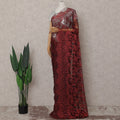Metallic Ruby Red Chantilly Lace Saree | Regal Fabrics