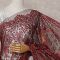 Metallic Ruby Red Chantilly Lace Saree | Regal Fabrics