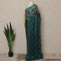 Emerald Green Metallic French Chantilly Saree Lace Elegant Floral Net Design 5.5 Mtrs Length 110 Cms Width Premium Soft Sheer Fabric France Origin-D28915 Regal Fabrics