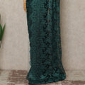 Emerald Green Metallic French Chantilly Saree Lace Elegant Floral Net Design 5.5 Mtrs Length 110 Cms Width Premium Soft Sheer Fabric France Origin-D28915 Regal Fabrics