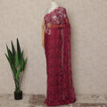 Wine Pink Metallic French Chantilly Saree Lace Elegant Floral Net Design 5.5 Mtrs Length 110 Cms Width Premium Soft Sheer Fabric France Origin-D28916 Regal Fabrics