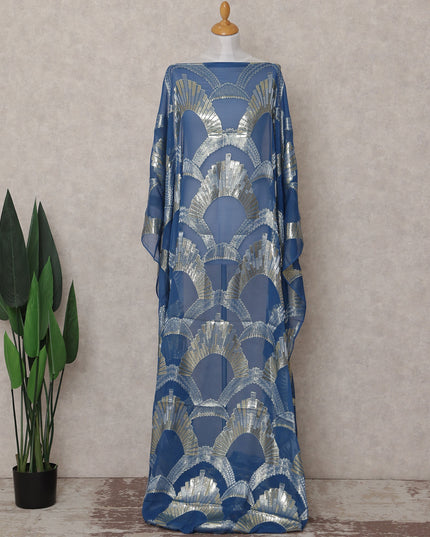 Steel Denim Blue Silk Chiffon Dirac Fabric Piece