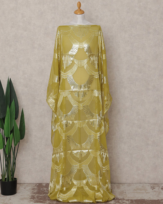 Golden Chartreuse Yellow Silk Chiffon Dirac Fabric Piece