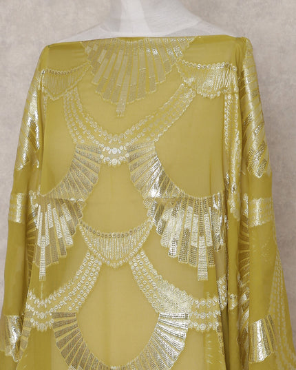 Golden Chartreuse Yellow Silk Chiffon Dirac Fabric Piece