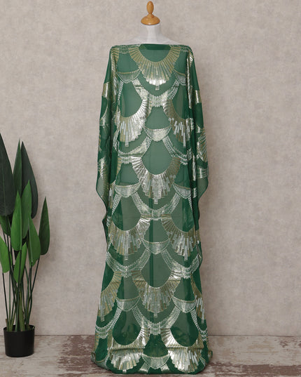 Emerald Green Silk Chiffon Dirac Fabric Piece