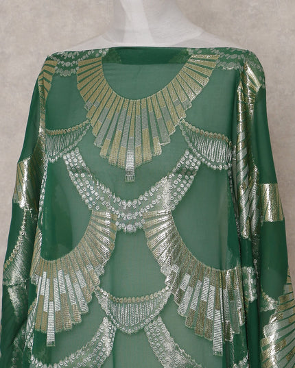 Emerald Green Silk Chiffon Dirac Fabric Piece