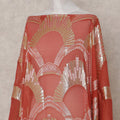 Terracotta Coral Silk Chiffon Dirac Fabric Piece