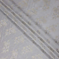 Silver Grey Metallic Floral Botanical Printed Pure Silk Crepe Fabric Soft Draping Lightweight Dress Material 140 Cms Width India Origin-D28820 Regal Fabrics