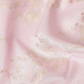 Baby Pink Metallic Floral Botanical Printed Pure Silk Crepe Fabric Soft Draping Lightweight Dress Material 140 Cms Width India Origin-D28823 Regal Fabrics