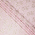 Baby Pink Metallic Floral Botanical Printed Pure Silk Crepe Fabric Soft Draping Lightweight Dress Material 140 Cms Width India Origin-D28823 Regal Fabrics