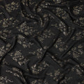 Black Metallic Floral Botanical Printed Pure Silk Crepe Fabric Soft Draping Lightweight Dress Material 140 Cms Width India Origin-D28827 Regal Fabrics