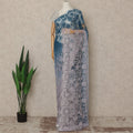 Teal Blue Lavender Ombre French Chantilly Lace Saree 5.5 Meters Length 110 Cms Width Premium Floral Lace Fabric Soft Sheer Elegant Draping Party Wear Saree Fabric France Origin-D28681 Regal Fabrics
