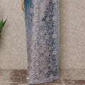 Teal Blue Lavender Ombre French Chantilly Lace Saree 5.5 Meters Length 110 Cms Width Premium Floral Lace Fabric Soft Sheer Elegant Draping Party Wear Saree Fabric France Origin-D28681 Regal Fabrics