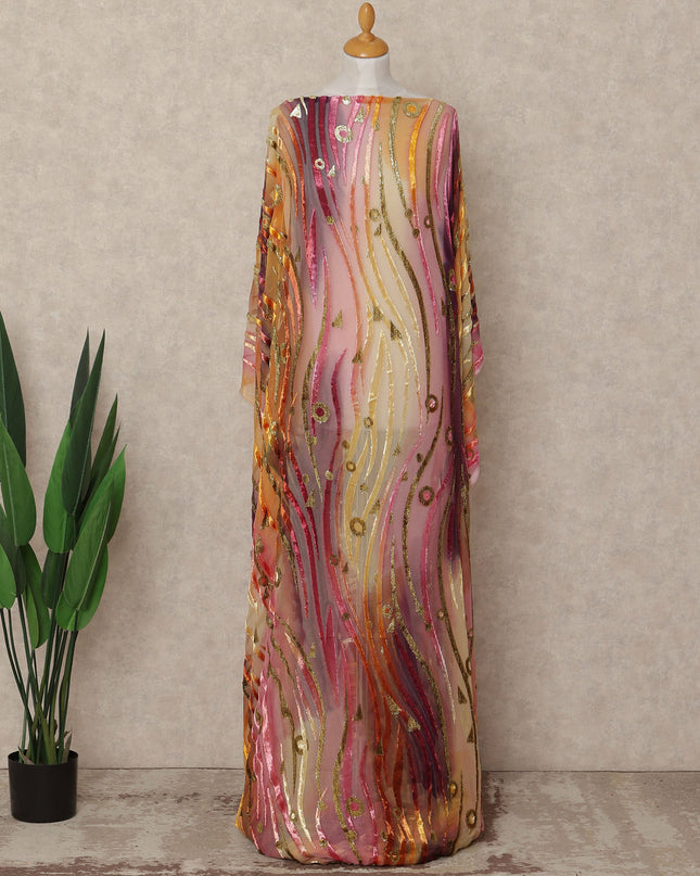 Multicolor Velvet Makmal Dirac Fabric 140cm