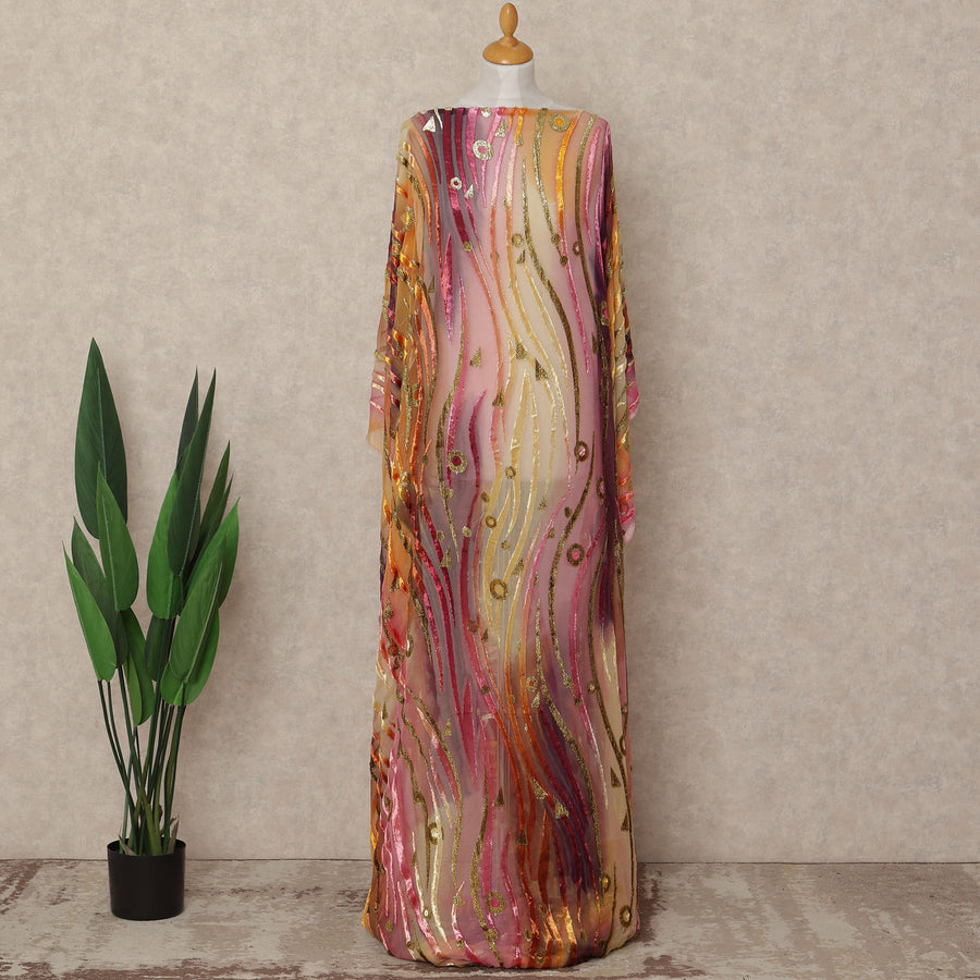 Multicolor Velvet Makmal Dirac Fabric 140cm