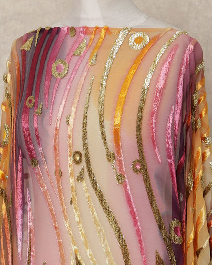 Multicolor Velvet Makmal Dirac Fabric 140cm