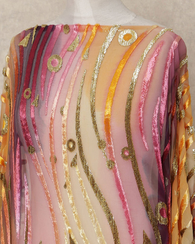 Multicolor Velvet Makmal Dirac Fabric 140cm