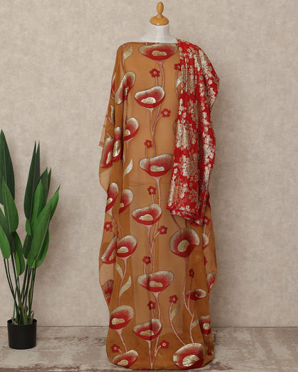 Brown Silk Chiffon Dirac & Garbasaar Set