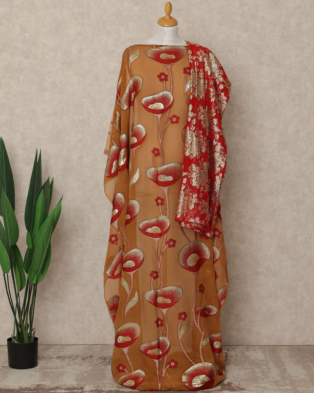 Brown Silk Chiffon Dirac & Garbasaar Set