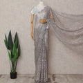 Metallic Silver Chantilly Lace Saree - D31684